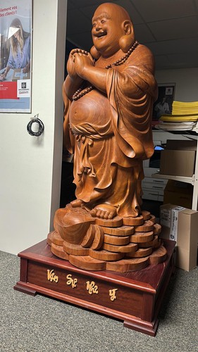Bouddha rieur statue bois - bouddha,