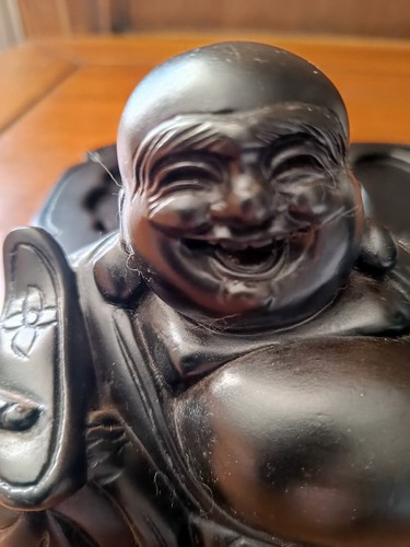 Statue bouddha rieur bois - rieur,