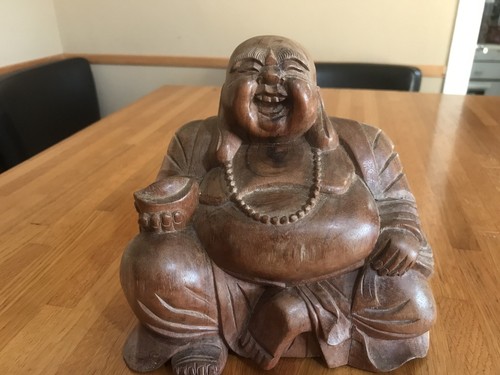 Statue bouddha rieur bois - bouddha, en